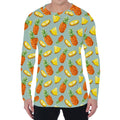Watercolor Pineapple Pattern Print Men's Long Sleeve T-Shirt