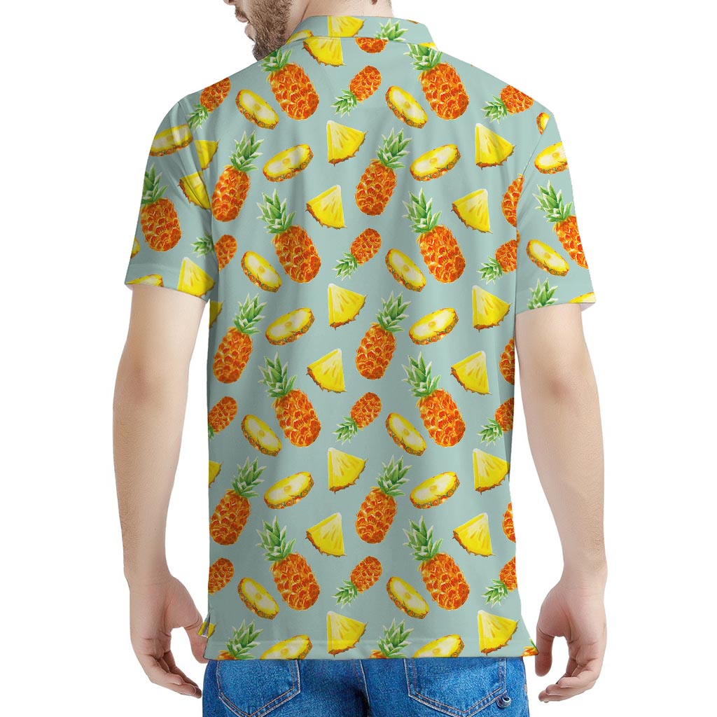 Watercolor Pineapple Pattern Print Men's Polo Shirt