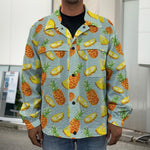 Watercolor Pineapple Pattern Print Men's Shirt Jacket