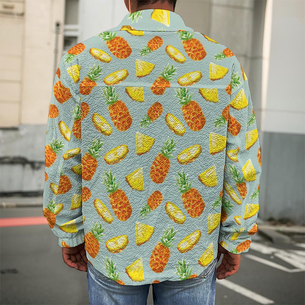 Watercolor Pineapple Pattern Print Men's Shirt Jacket