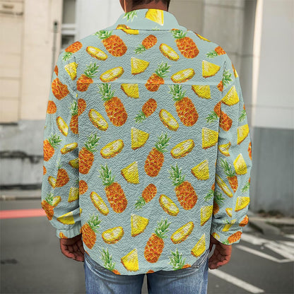 Watercolor Pineapple Pattern Print Men's Shirt Jacket