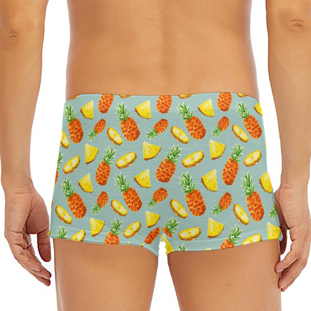 Watercolor Pineapple Pattern Print Men's Short Boxer Briefs