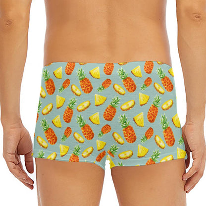 Watercolor Pineapple Pattern Print Men's Short Boxer Briefs