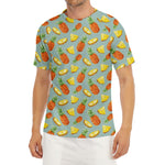 Watercolor Pineapple Pattern Print Men's Short Sleeve Rash Guard