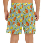 Watercolor Pineapple Pattern Print Men's Split Running Shorts