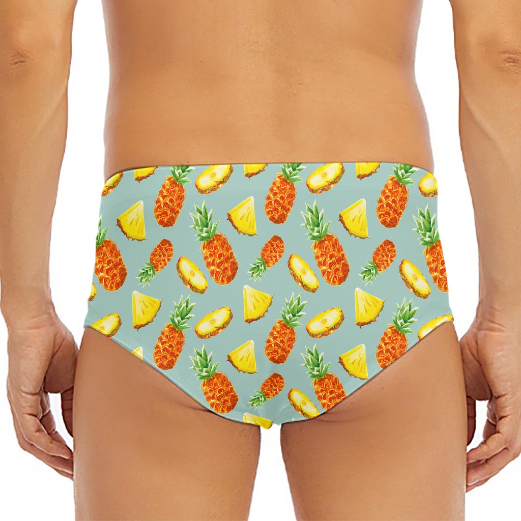 Watercolor Pineapple Pattern Print Men's Triangle Swim Briefs