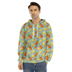 Watercolor Pineapple Pattern Print Men's Velvet Pullover Hoodie