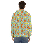 Watercolor Pineapple Pattern Print Men's Velvet Pullover Hoodie