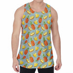 Watercolor Pineapple Pattern Print Men's Velvet Tank Top