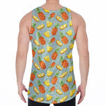 Watercolor Pineapple Pattern Print Men's Velvet Tank Top