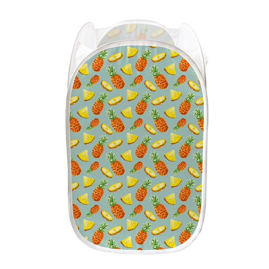 Watercolor Pineapple Pattern Print Mesh Laundry Hamper