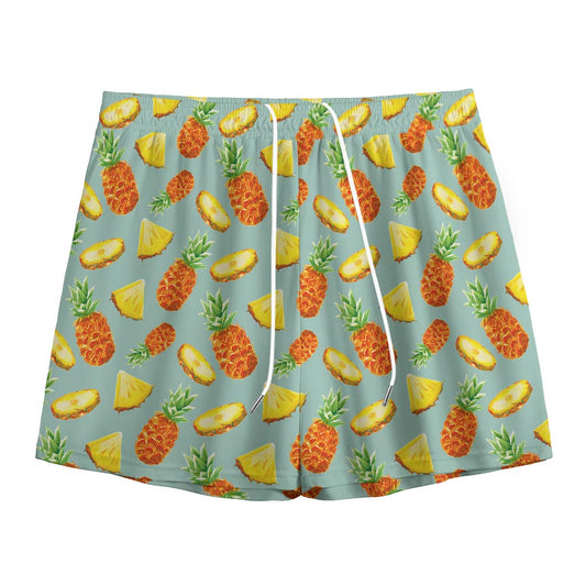Watercolor Pineapple Pattern Print Mesh Shorts