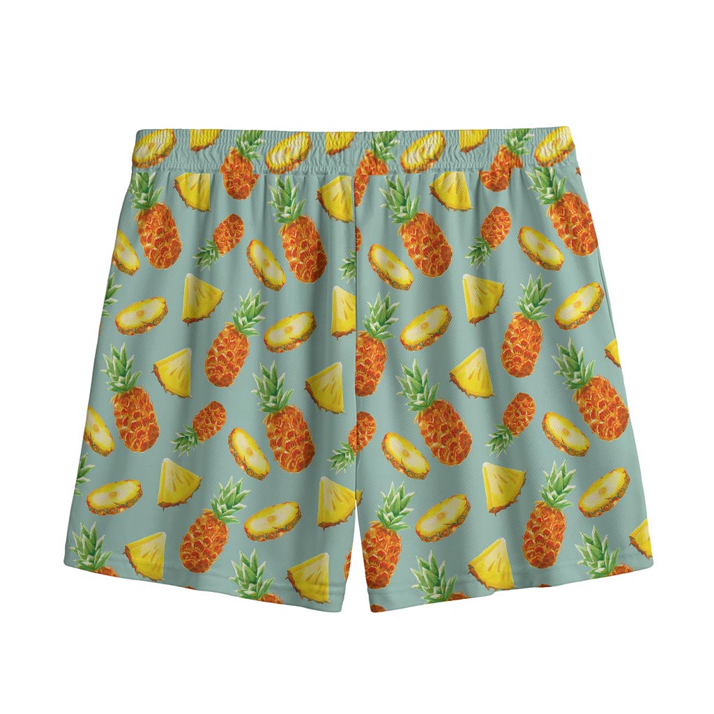 Watercolor Pineapple Pattern Print Mesh Shorts