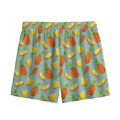 Watercolor Pineapple Pattern Print Mesh Shorts