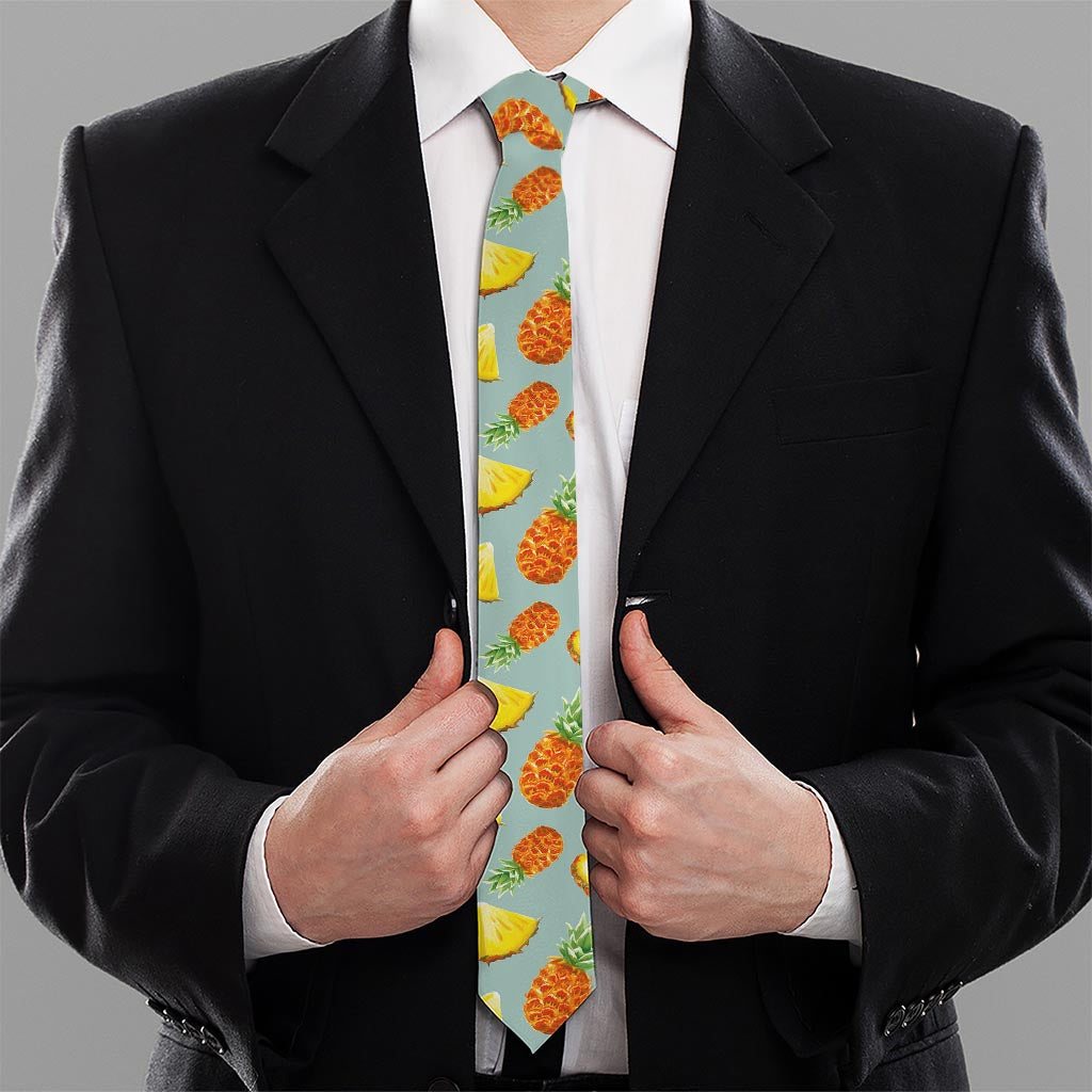 Watercolor Pineapple Pattern Print Necktie