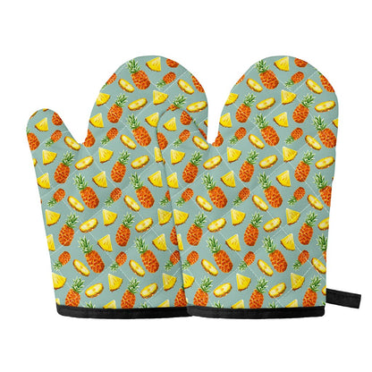 Watercolor Pineapple Pattern Print Oven Mitts