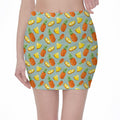 Watercolor Pineapple Pattern Print Pencil Mini Skirt