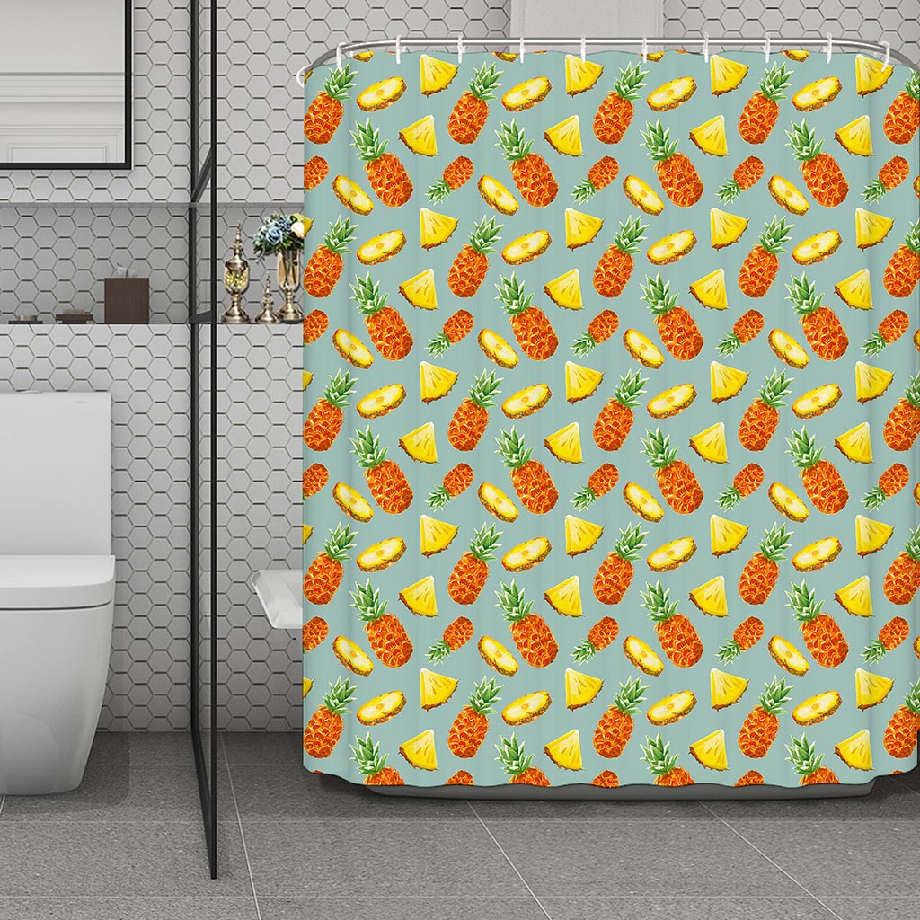 Watercolor Pineapple Pattern Print Polyester Shower Curtain