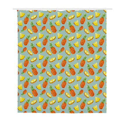 Watercolor Pineapple Pattern Print Polyester Shower Curtain