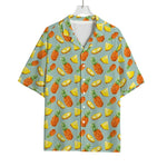 Watercolor Pineapple Pattern Print Rayon Hawaiian Shirt