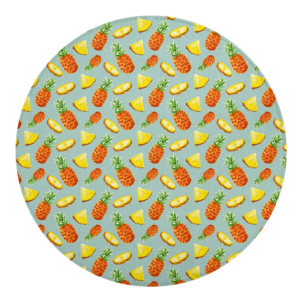 Watercolor Pineapple Pattern Print Round Blanket