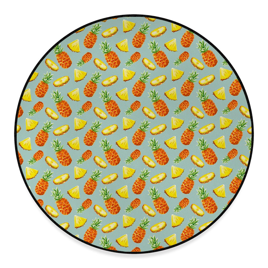 Watercolor Pineapple Pattern Print Round Floor Mat