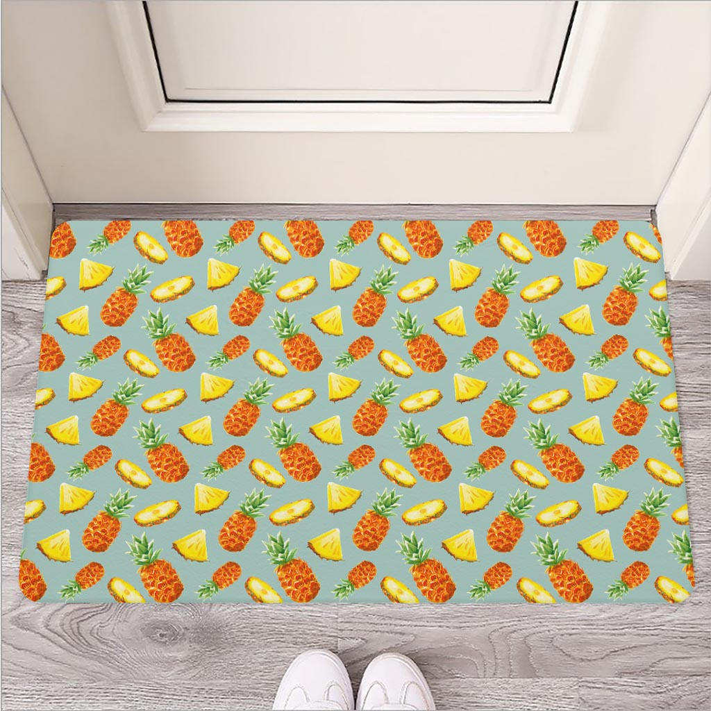 Watercolor Pineapple Pattern Print Rubber Doormat