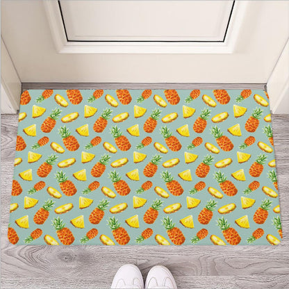 Watercolor Pineapple Pattern Print Rubber Doormat