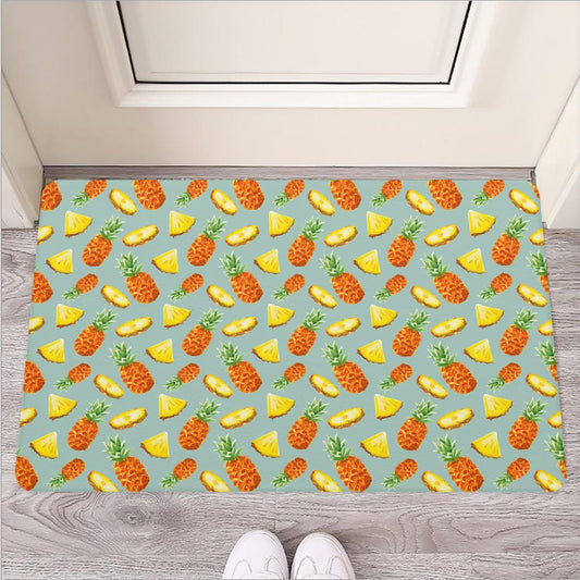 Watercolor Pineapple Pattern Print Rubber Doormat
