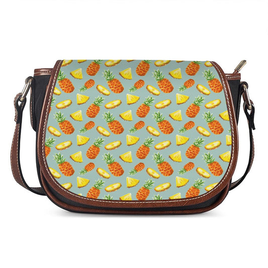 Watercolor Pineapple Pattern Print Saddle Bag