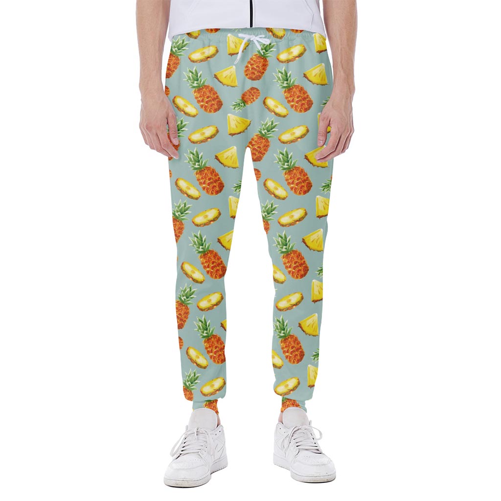 Watercolor Pineapple Pattern Print Scuba Joggers