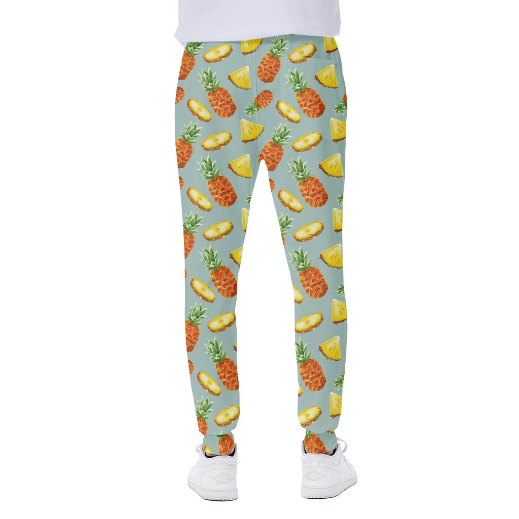 Watercolor Pineapple Pattern Print Scuba Joggers