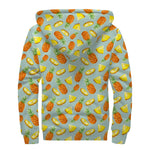 Watercolor Pineapple Pattern Print Sherpa Lined Zip Up Hoodie