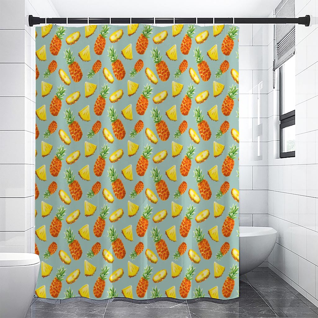 Watercolor Pineapple Pattern Print Shower Curtain