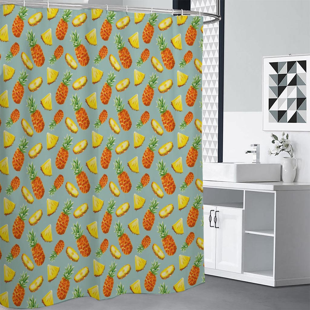 Watercolor Pineapple Pattern Print Shower Curtain