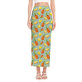 Watercolor Pineapple Pattern Print Side Slit Maxi Skirt