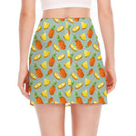 Watercolor Pineapple Pattern Print Side Slit Mini Skirt