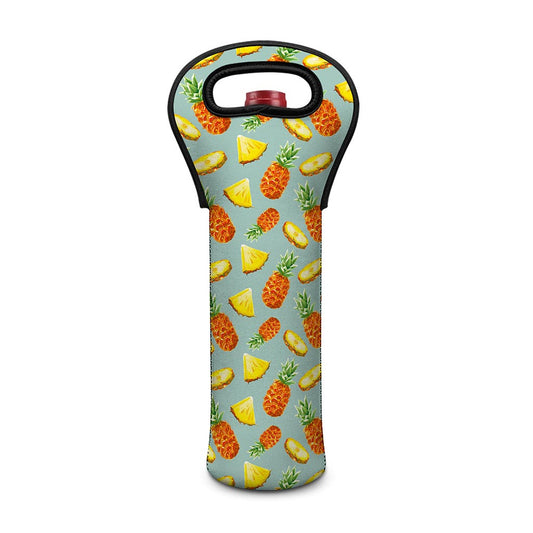 Watercolor Pineapple Pattern Print Single Neoprene Wine Tote