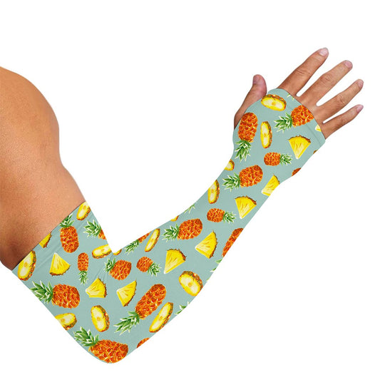Watercolor Pineapple Pattern Print Sun Protection Arm Sleeves