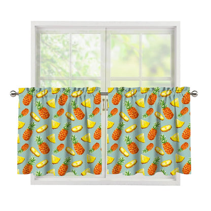 Watercolor Pineapple Pattern Print Tier Curtains