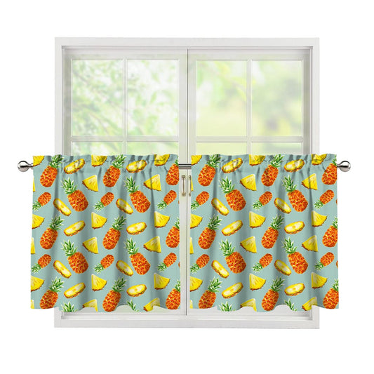 Watercolor Pineapple Pattern Print Tier Curtains