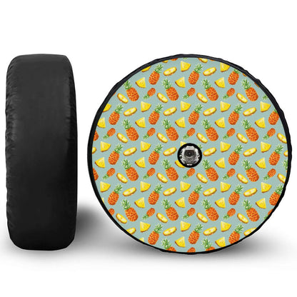 Watercolor Pineapple Pattern Print Tire Cover With Camera Hole