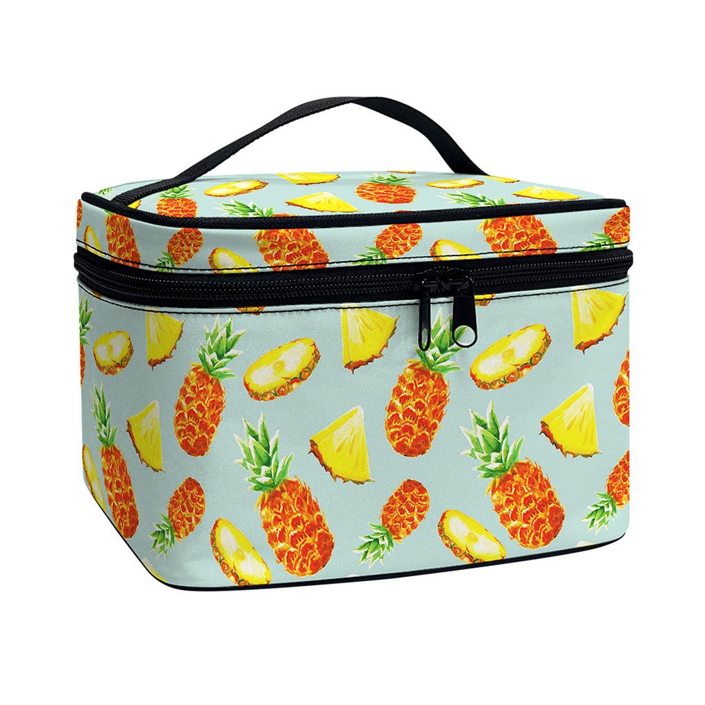 Watercolor Pineapple Pattern Print Travel Makeup Bag