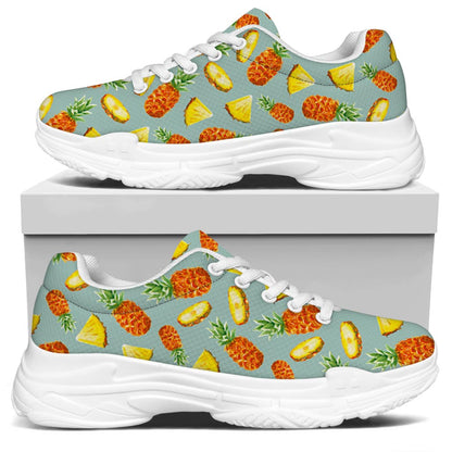 Watercolor Pineapple Pattern Print White Chunky Shoes