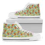 Watercolor Pineapple Pattern Print White High Top Sneakers