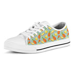 Watercolor Pineapple Pattern Print White Low Top Sneakers
