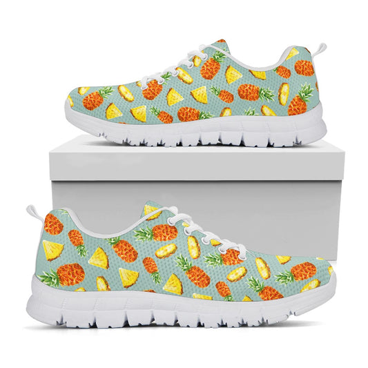 Watercolor Pineapple Pattern Print White Running Shoes