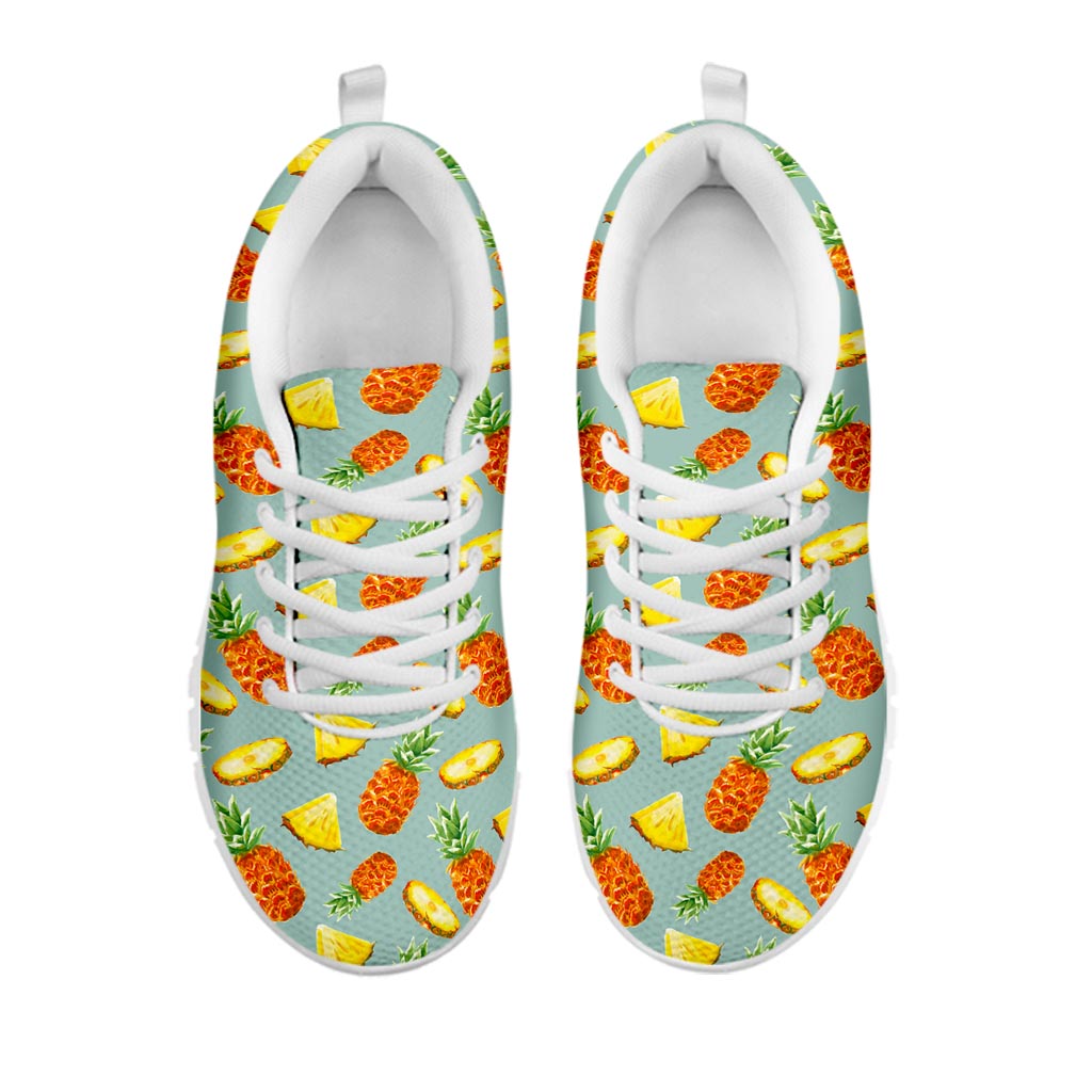 Watercolor Pineapple Pattern Print White Running Shoes