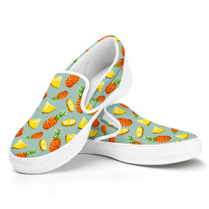 Watercolor Pineapple Pattern Print White Slip On Sneakers