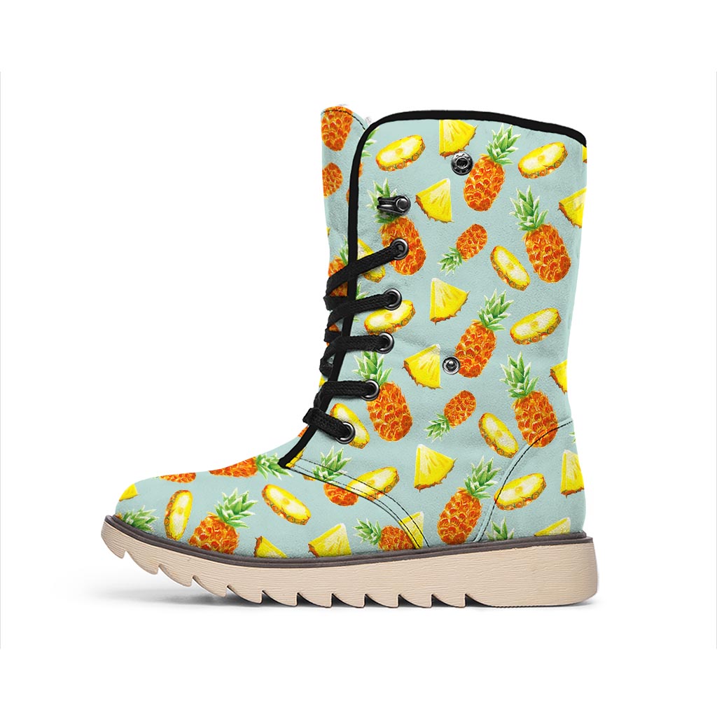 Watercolor Pineapple Pattern Print Winter Boots